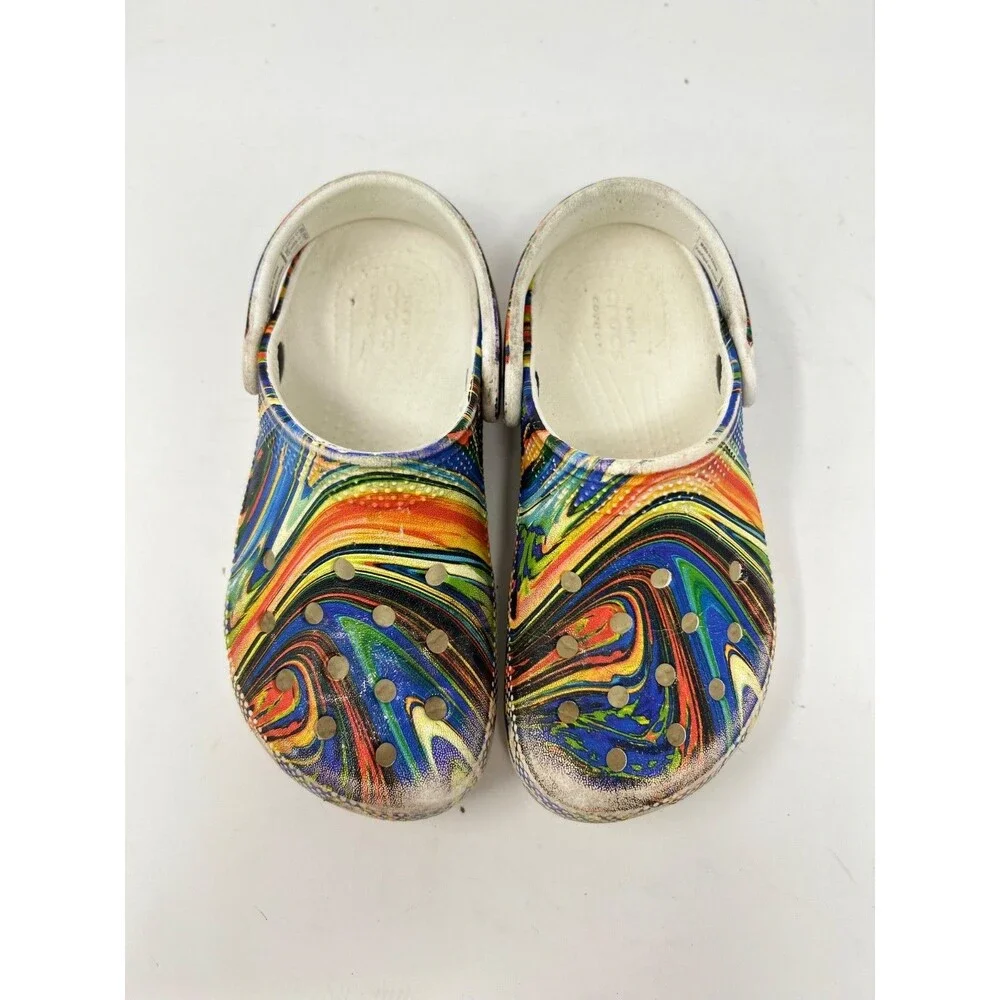 CROCS Classic Clogs Kids Multicolor Psychedelic Swirl Pattern Size C12